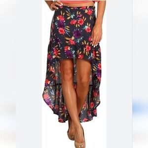 O'Neil Floral Multicolor High-low Tiered Ruffled Skirt Size Junior 9